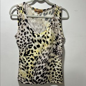 Ellen Tracy Cheetah Animal Print Tank Blouse Size Medium Y2K Retro